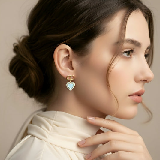 Ocean Heart Studs