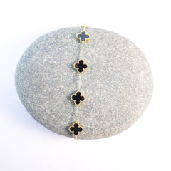 Onyx Charm Clover Bracelet