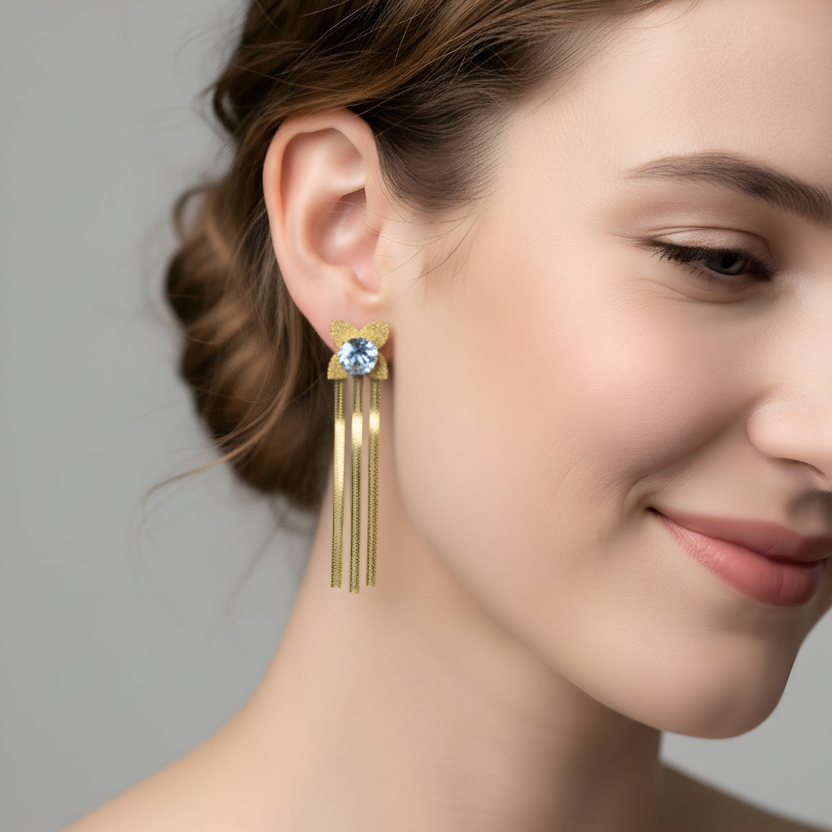 Golden Flora Chain Earring