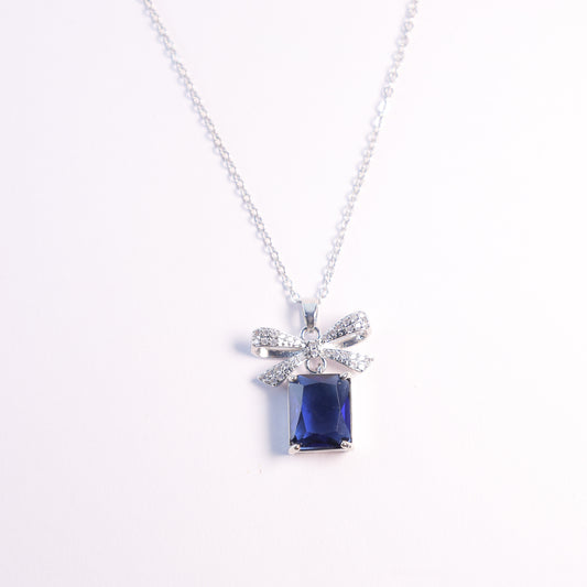 Midnight Bow Blue Sparkle Pendant