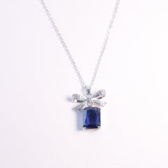 Midnight Bow Blue Sparkle Pendant