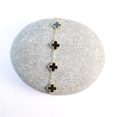 Onyx Charm Clover Bracelet