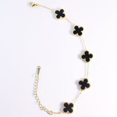 Onyx Charm Clover Bracelet