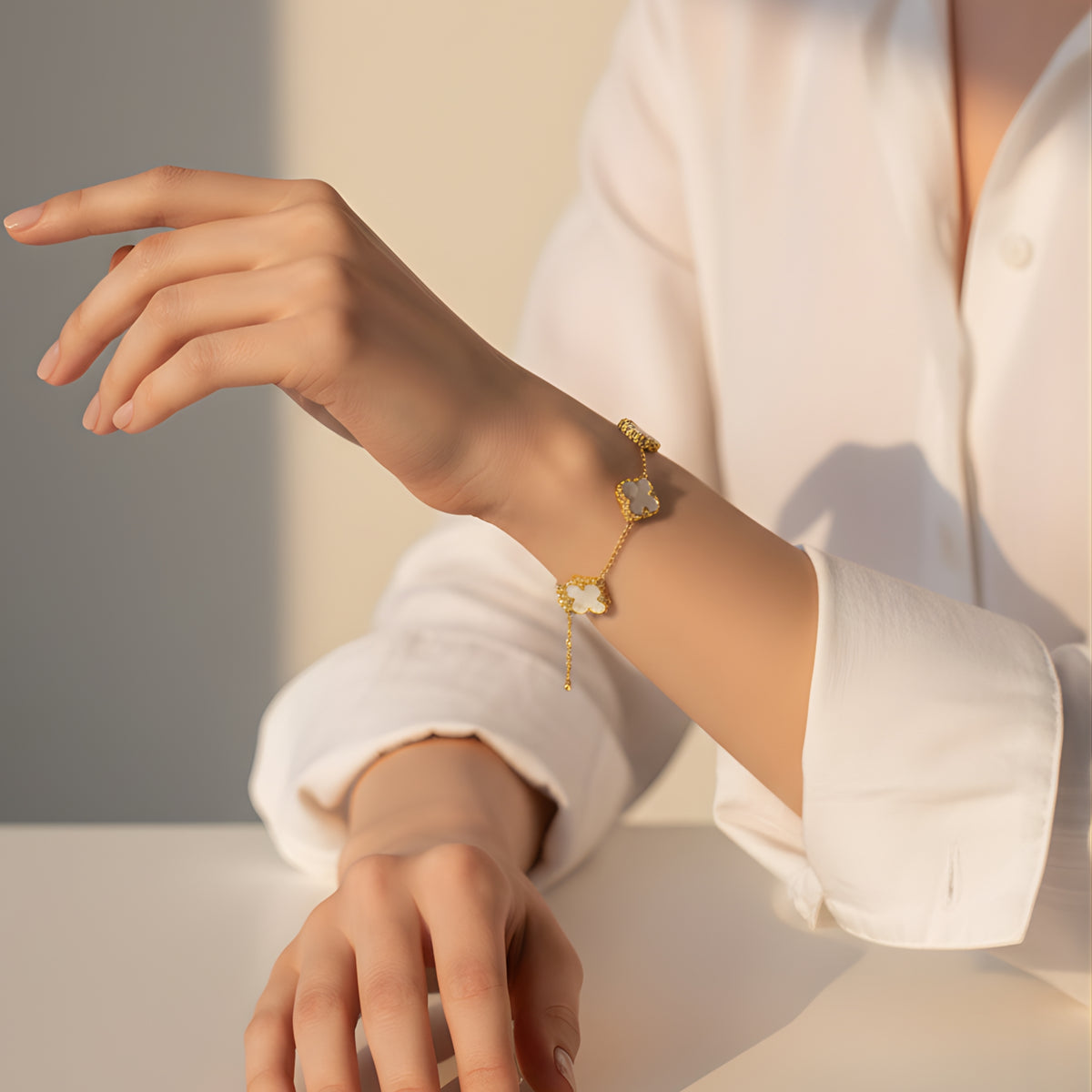 Ivory Charm Clover Bracelet