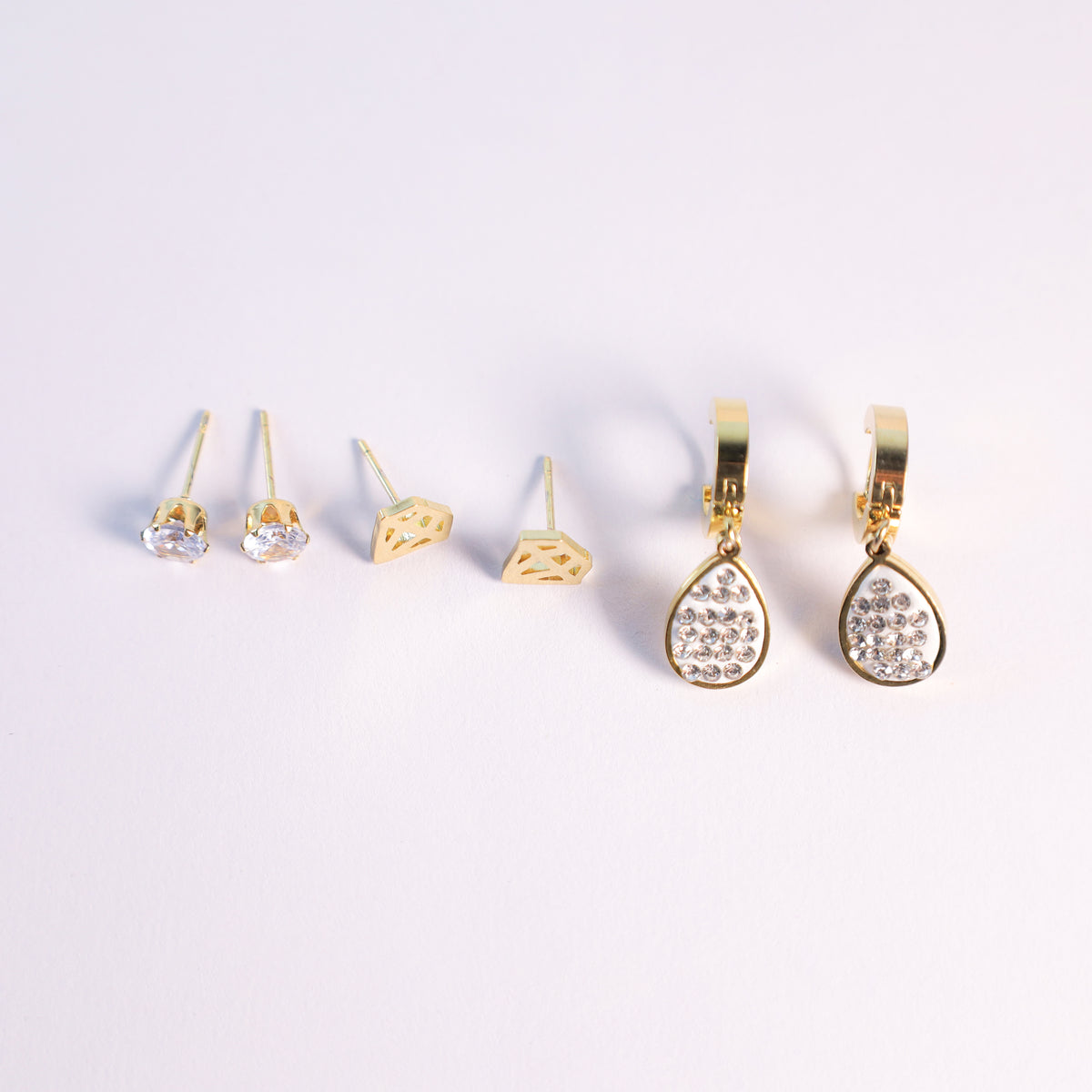 Golden Style Spectrum Earring Trio Set