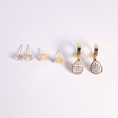 Golden Style Spectrum Earring Trio Set