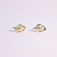 Golden Luna Leaf Studs