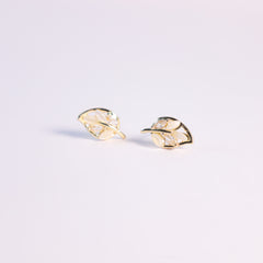 Golden Luna Leaf Studs