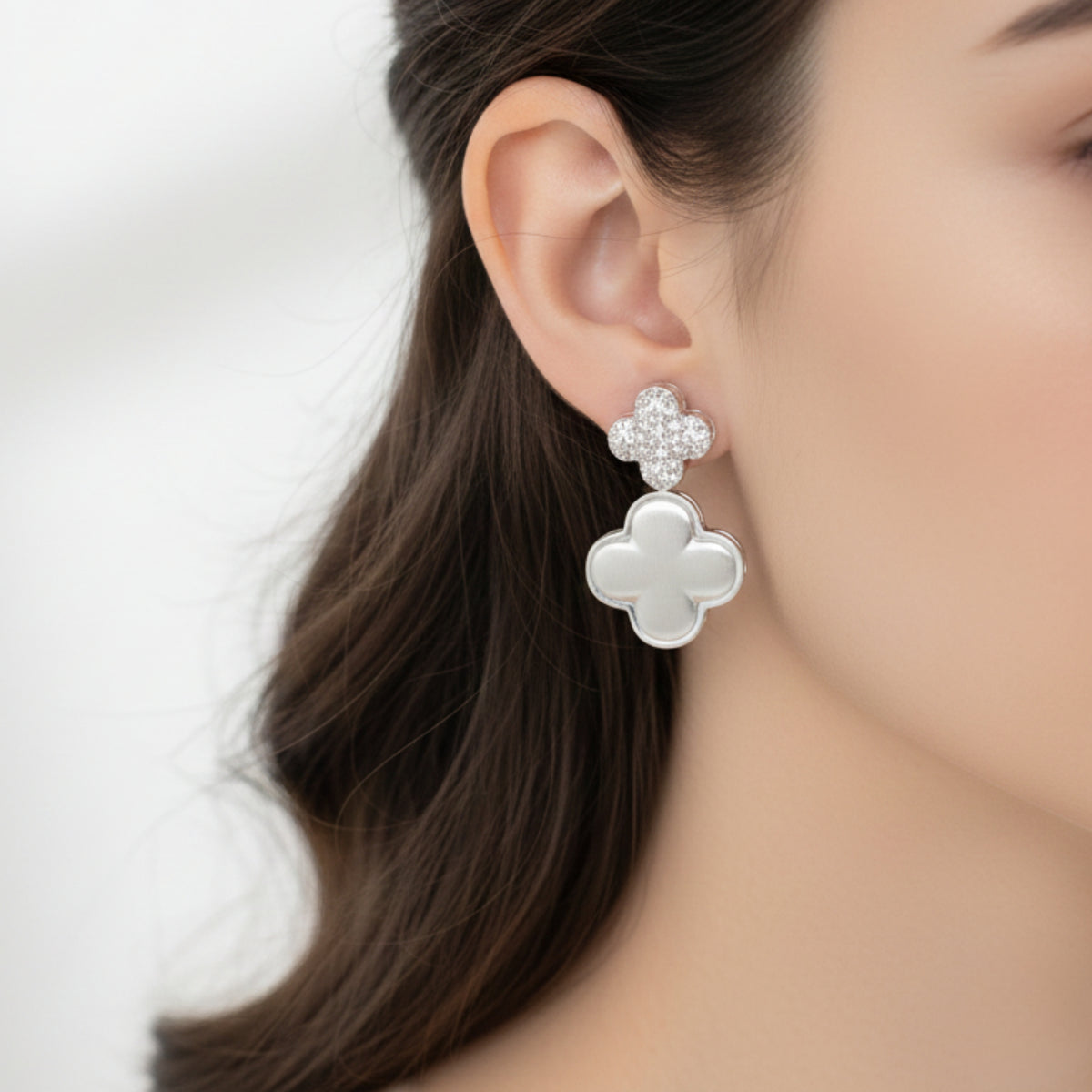 Pave Clover Clusters Earring